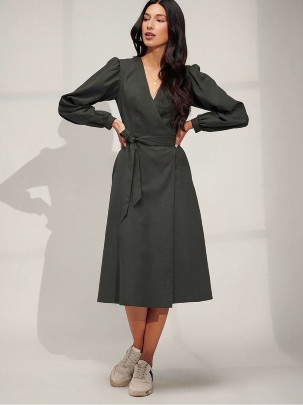 EMMA KNUDSEN • Reese Wrap Dress in Black